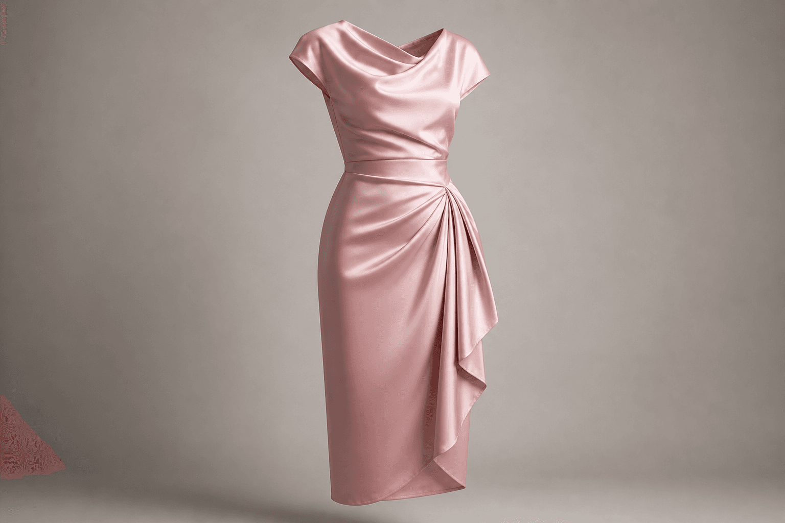 Blush Satin Midi Dress