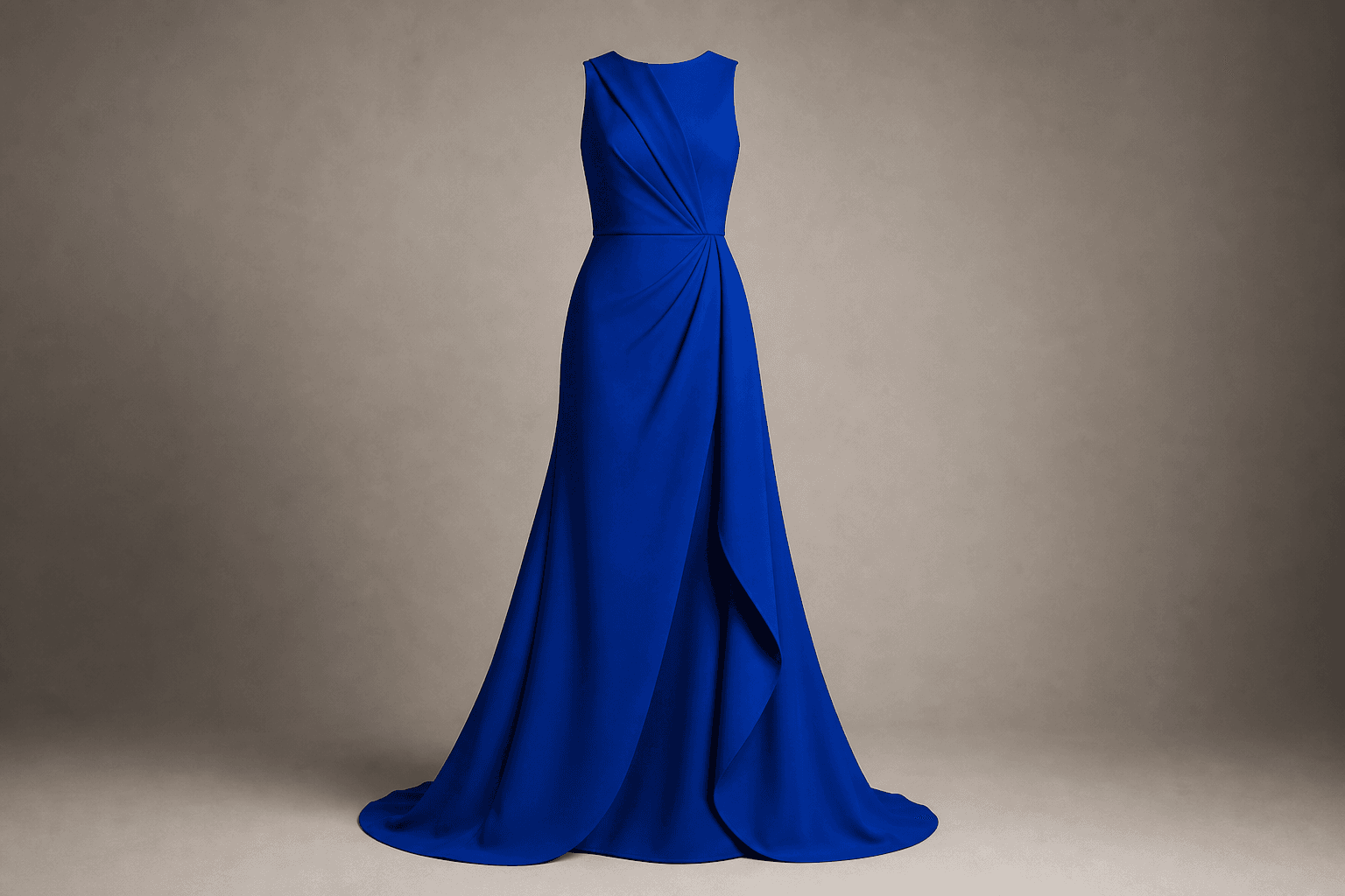 Cobalt Crepe Evening Gown