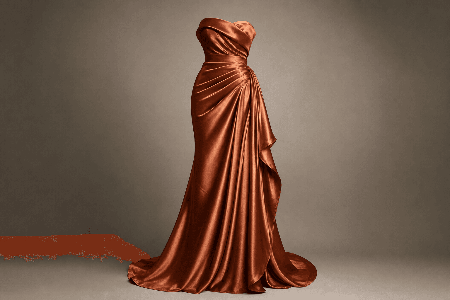 Copper Satin Evening Gown