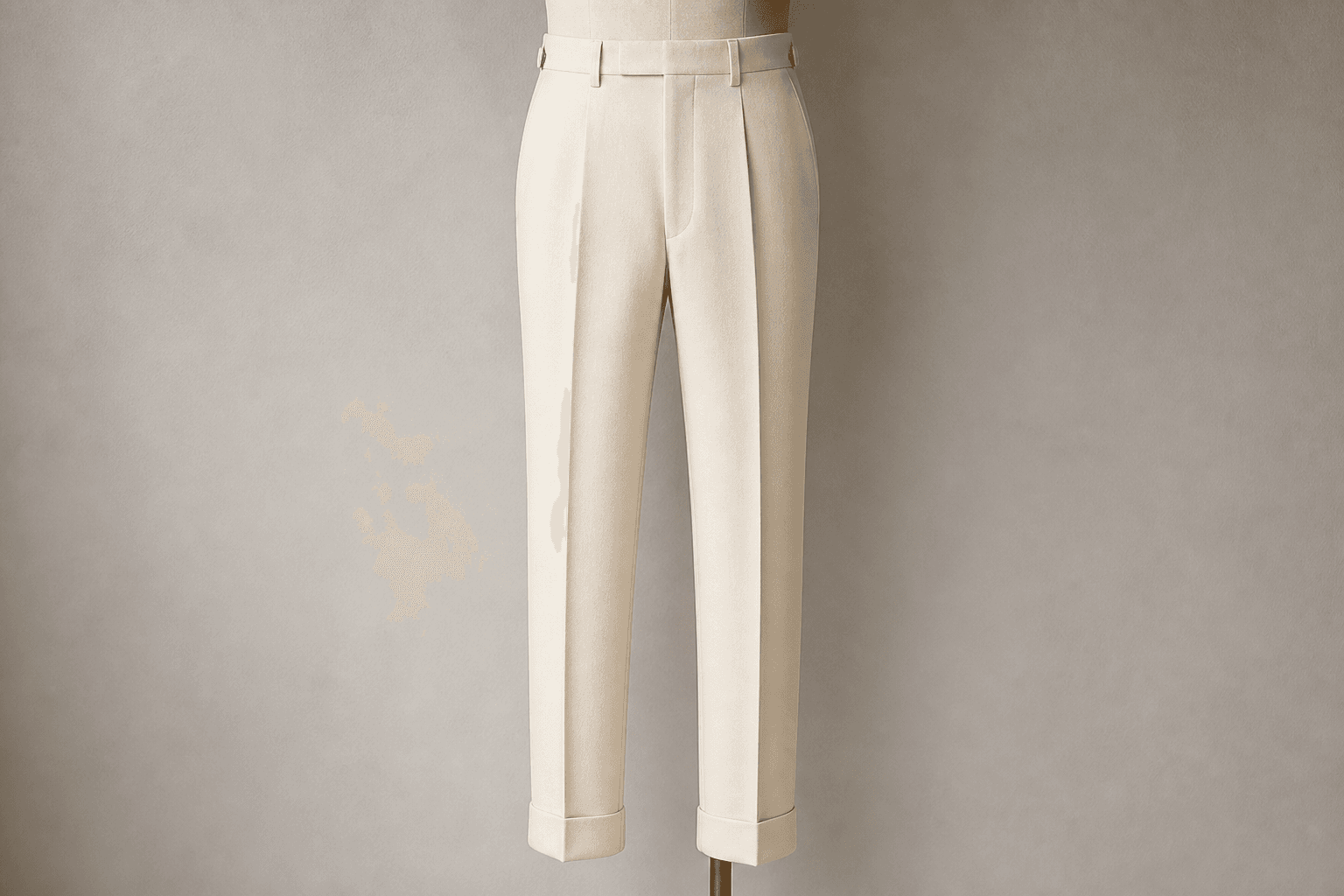 Cream Wool Tailored Trousers