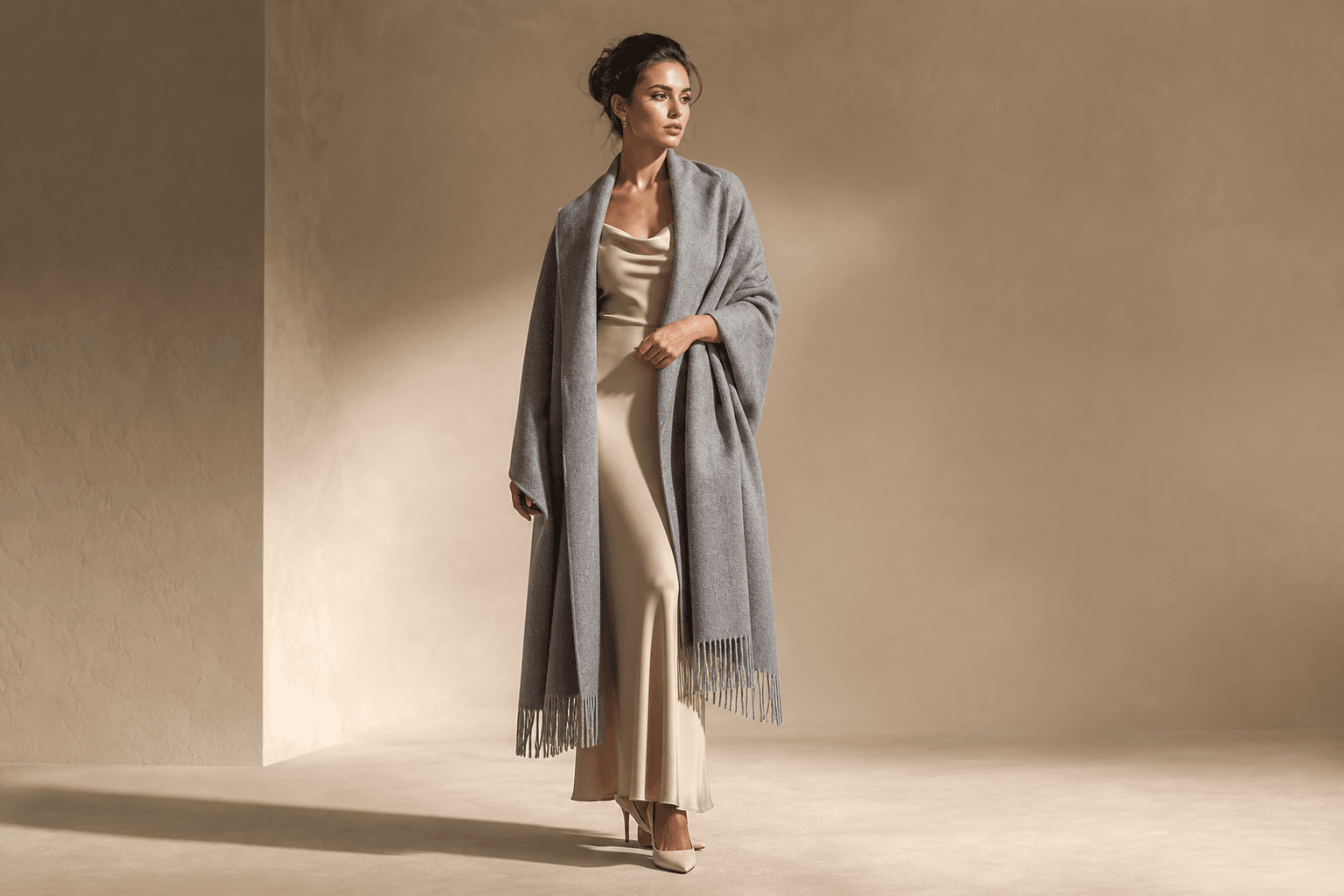 Fog Cashmere Wrap Shawl Coat