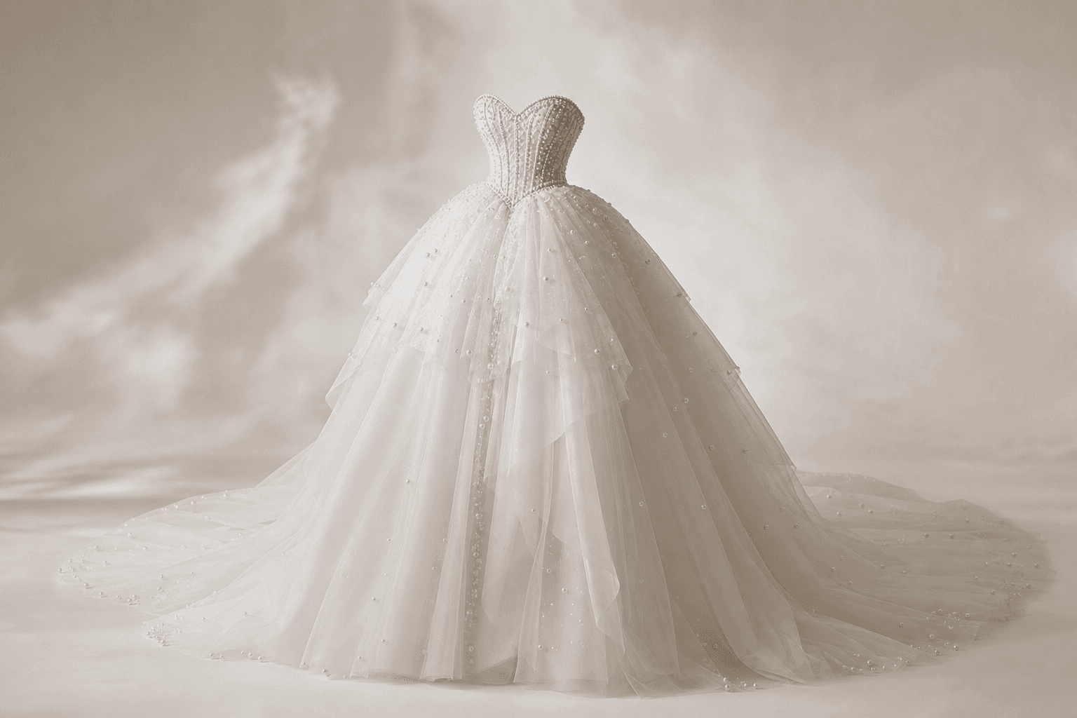 Pearl Tulle Bridal Couture Gown